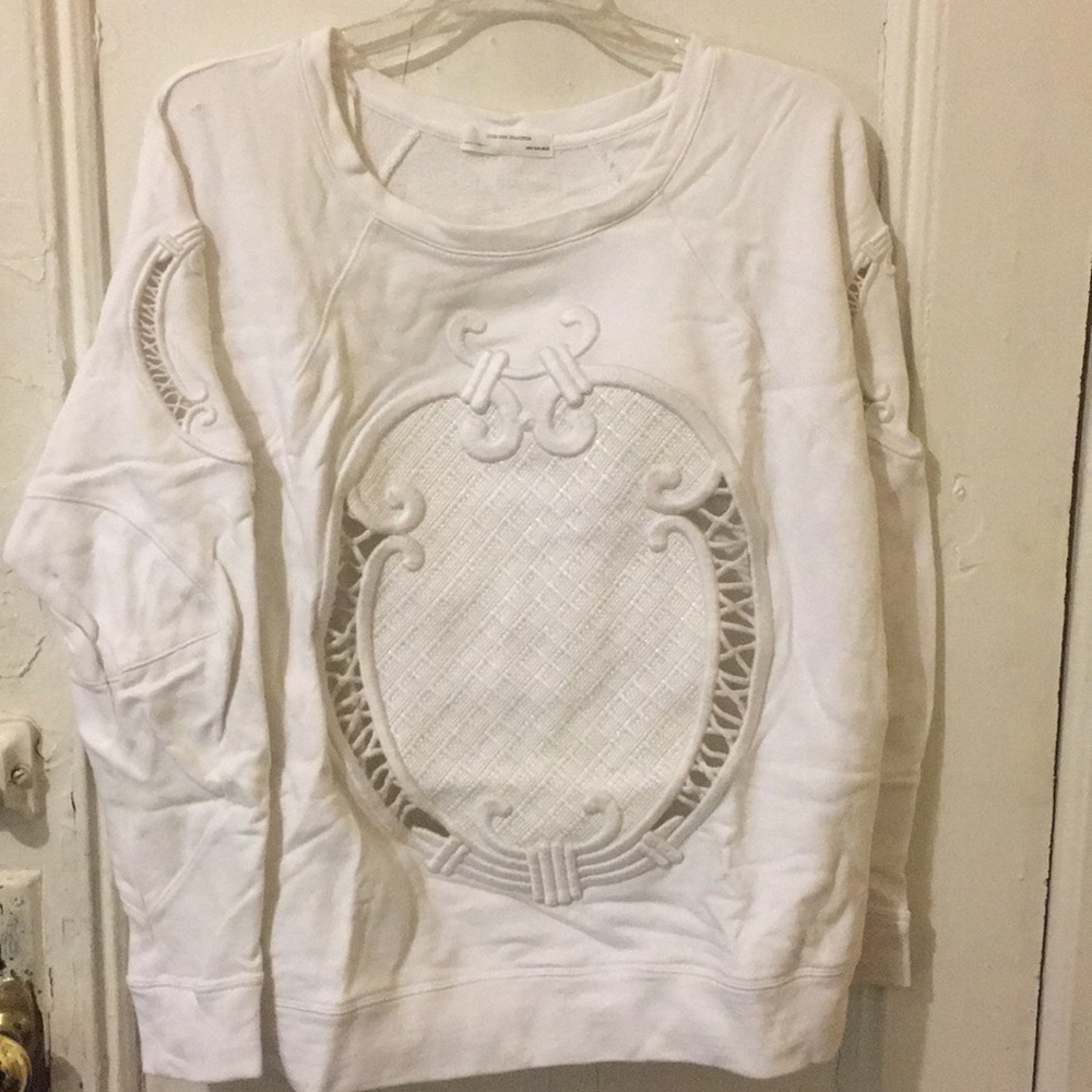 White Embroidery Sweatshirt, size M | Zara